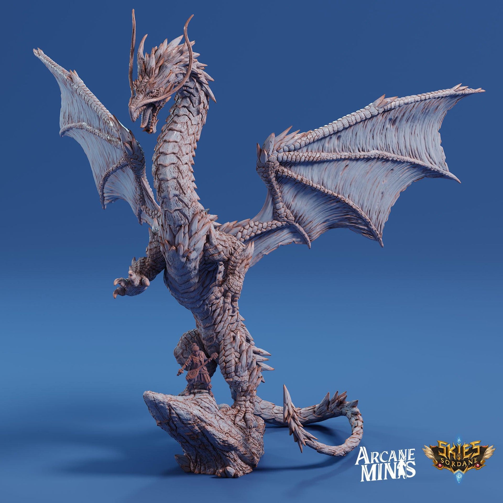 Arriax Dragon - Arcane Minis | 32mm | Dragon Folk | Metallic | Drake Wyrm