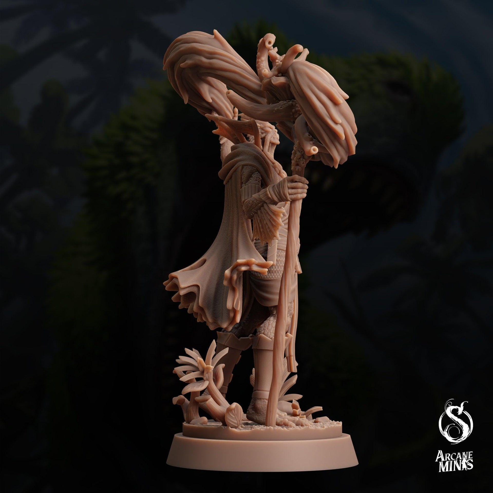 Sahuagin Druid - Arcane Minis | 32mm | Dino Domination | Fishfolk | Sorcerer