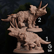 Craghorn Triceratops, Elemental Dinosaur - Arcane Minis | 32mm | Dino Domination | Rock | Stone