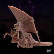 Human Frost Barbarian, Female - Arcane Minis | 32mm | Raiders of Ruin | Axe | Fighter | Skyboard | Airship