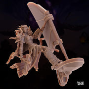 Human Frost Barbarian, Female - Arcane Minis | 32mm | Raiders of Ruin | Axe | Fighter | Skyboard | Airship