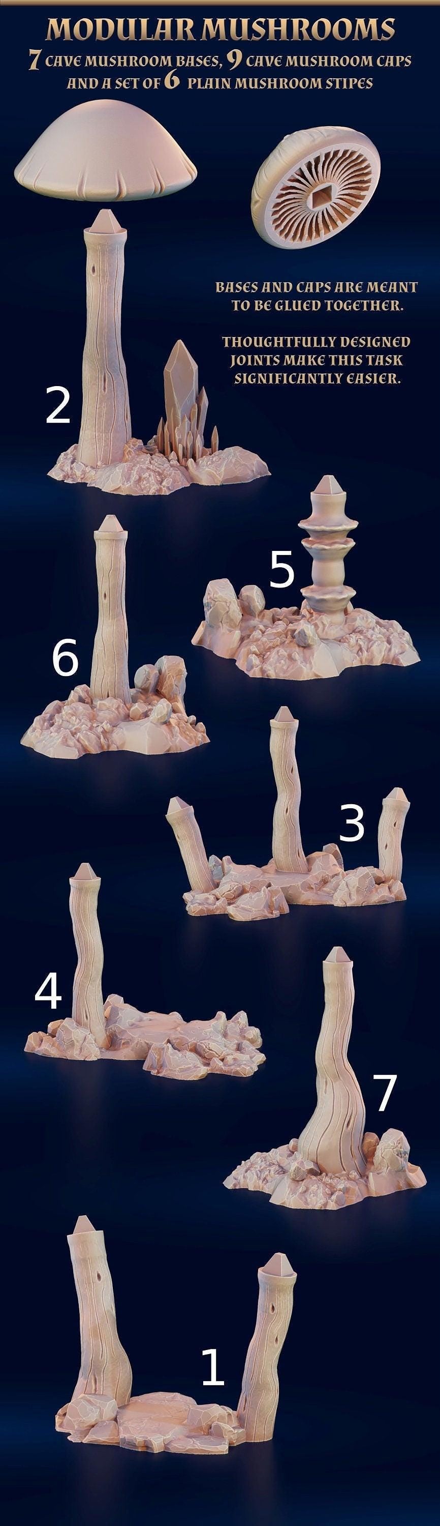 Giant Modular Mushrooms - Fungal Tunnels by 3DHexes