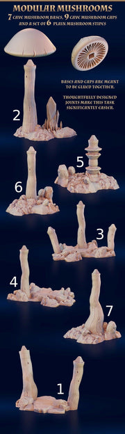 Giant Modular Mushrooms - Fungal Tunnels by 3DHexes