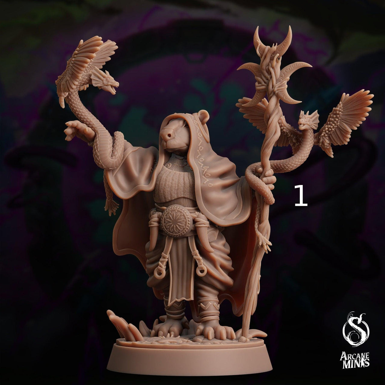 Cappy Druid, Capybara Shaman - Arcane Minis | 32mm | The Skybreaker Chronicles | Capybara folk