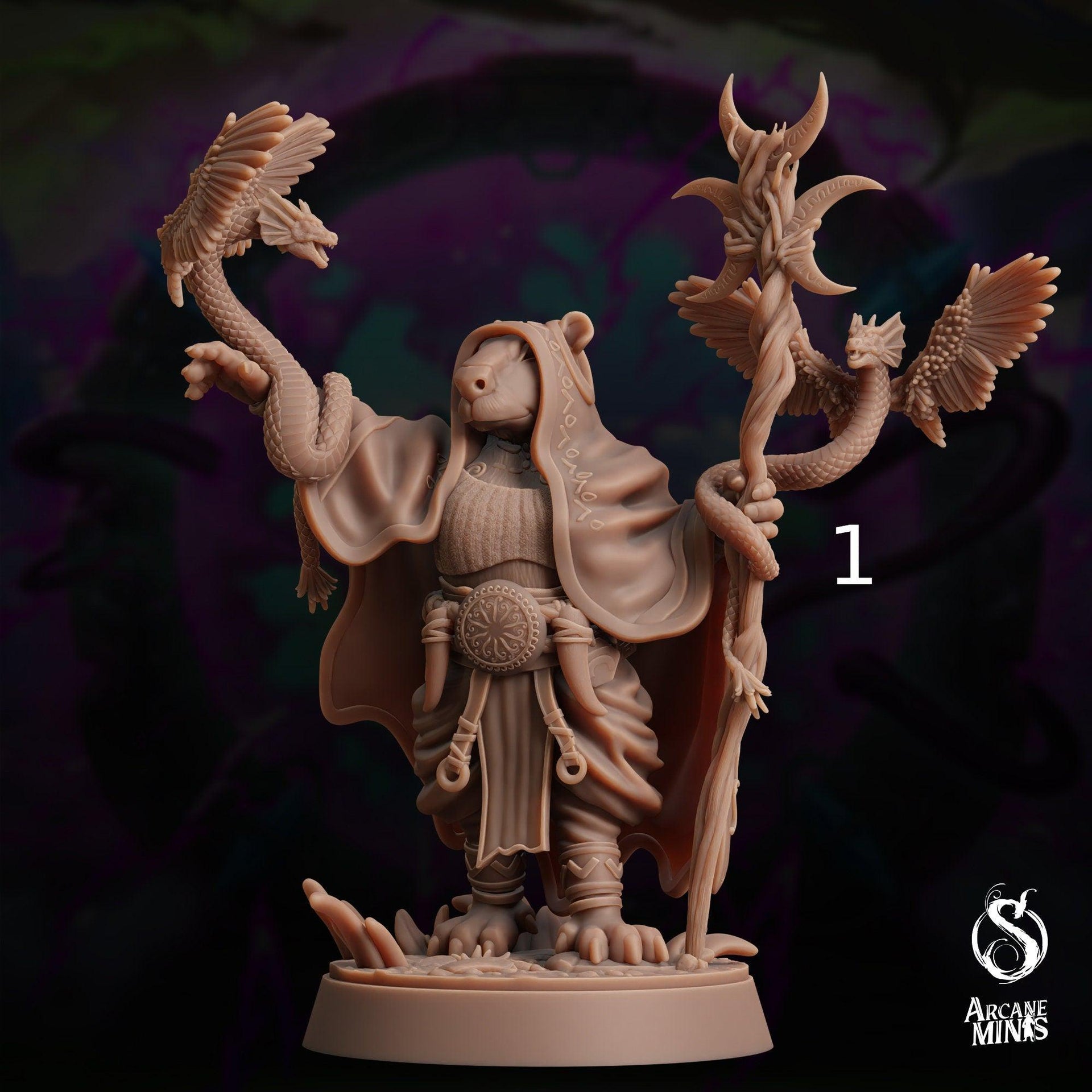Cappy Druid, Capybara Shaman - Arcane Minis | 32mm | The Skybreaker Chronicles | Capybara folk