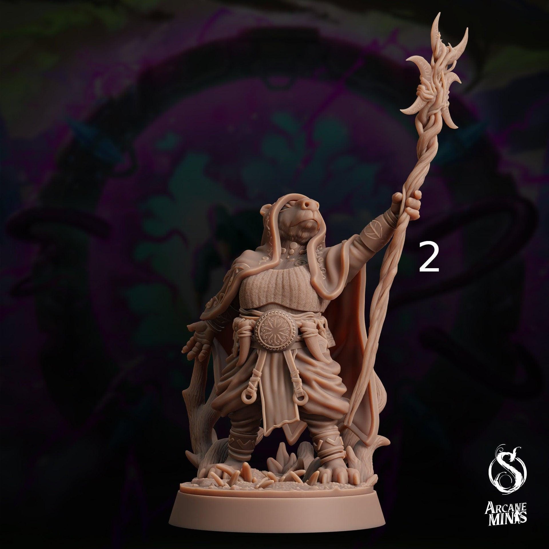 Cappy Druid, Capybara Shaman - Arcane Minis | 32mm | The Skybreaker Chronicles | Capybara folk