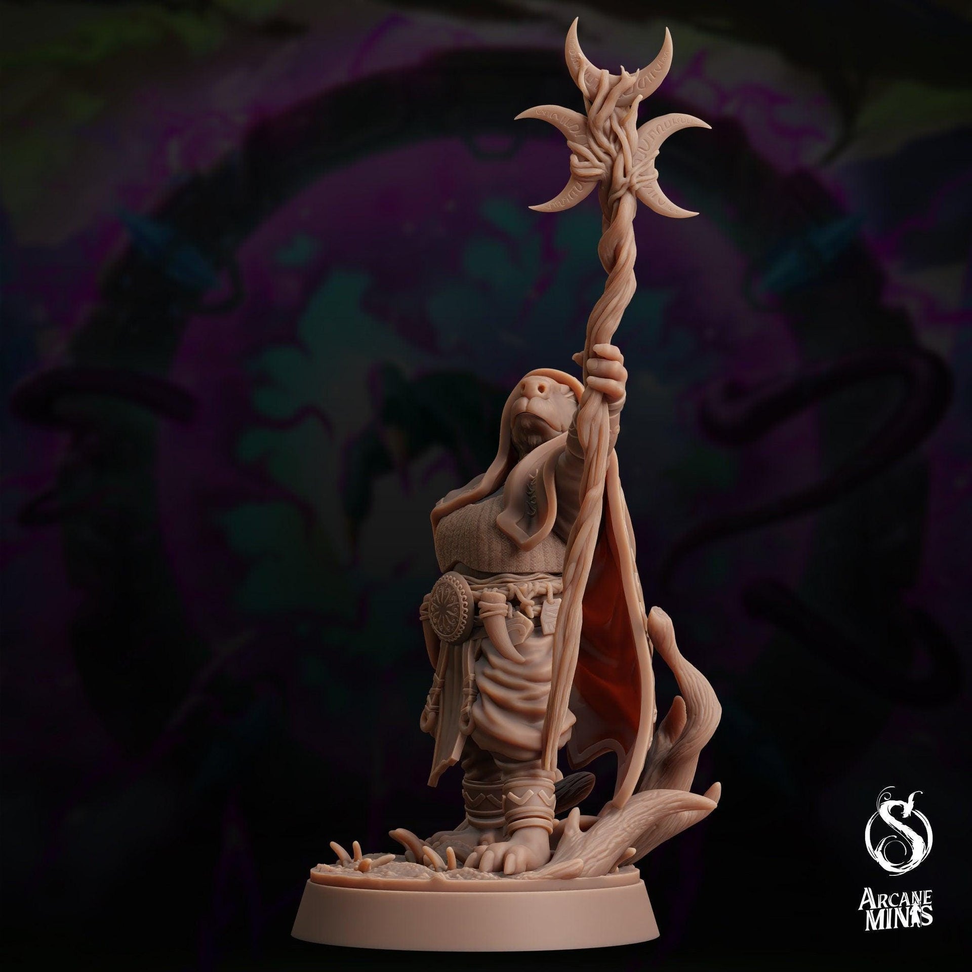 Cappy Druid, Capybara Shaman - Arcane Minis | 32mm | The Skybreaker Chronicles | Capybara folk