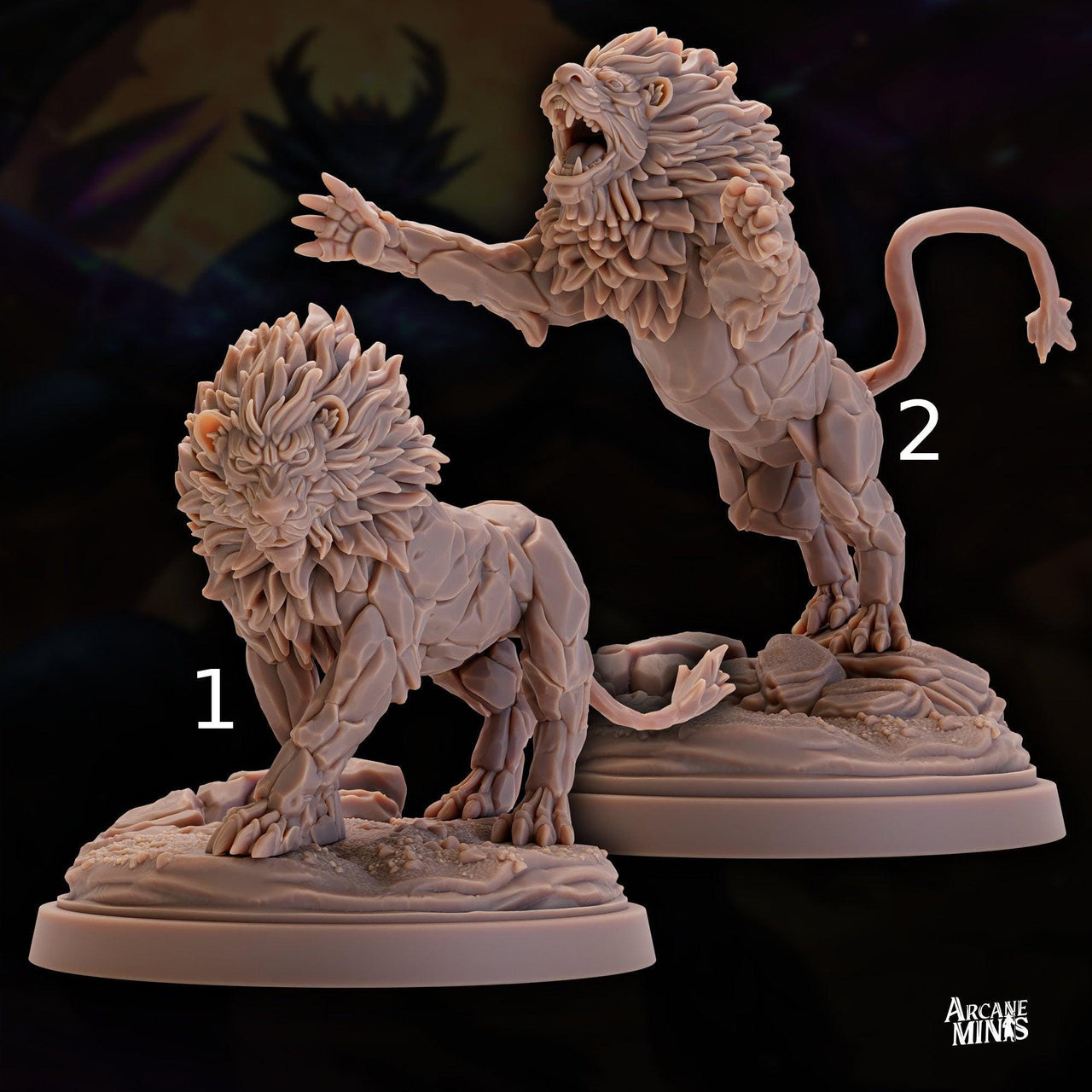 Stonemane Lion - Arcane Minis | 32mm | Monster Madness | Elemental | Golem | Construct
