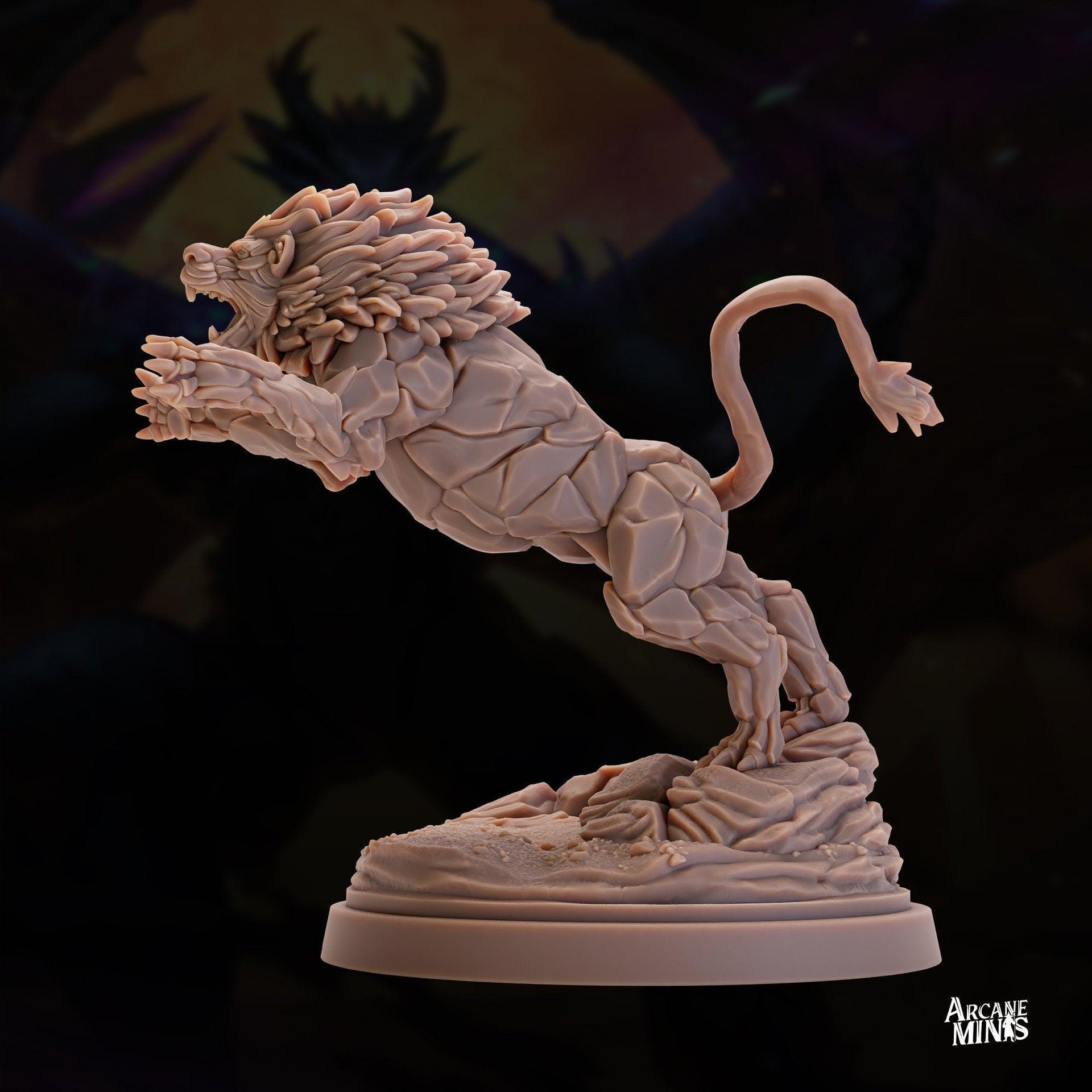 Stonemane Lion - Arcane Minis | 32mm | Monster Madness | Elemental | Golem | Construct