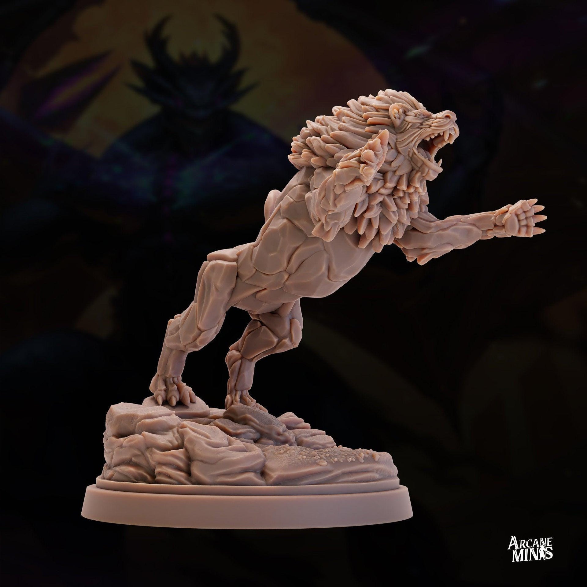 Stonemane Lion - Arcane Minis | 32mm | Monster Madness | Elemental | Golem | Construct