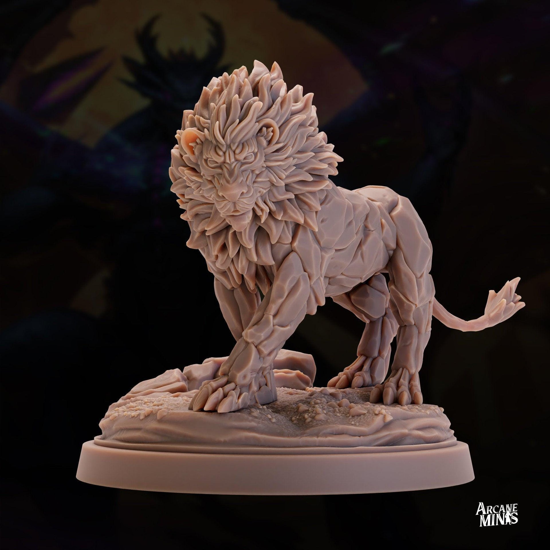 Stonemane Lion - Arcane Minis | 32mm | Monster Madness | Elemental | Golem | Construct