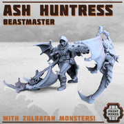 Ash Huntress and Zulbatans, Beastmaster - Print Minis | Sci Fi | Light Infantry | 28mm Heroic | Cultist | Wasteland | Hunter
