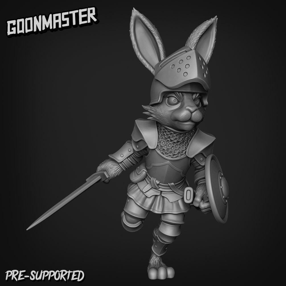Rabbit Knight - Goonmaster | Bunny Brigade Miniature | Wargaming | Roleplaying Games | 32mm | Soldier | Mercenary