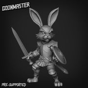 Rabbit Knight - Goonmaster | Bunny Brigade Miniature | Wargaming | Roleplaying Games | 32mm | Soldier | Mercenary