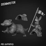 Rabbit Knight Badger Mount - Goonmaster | Bunny Brigade Miniature | Wargaming | Roleplaying Games | 32mm | Cavalry | General