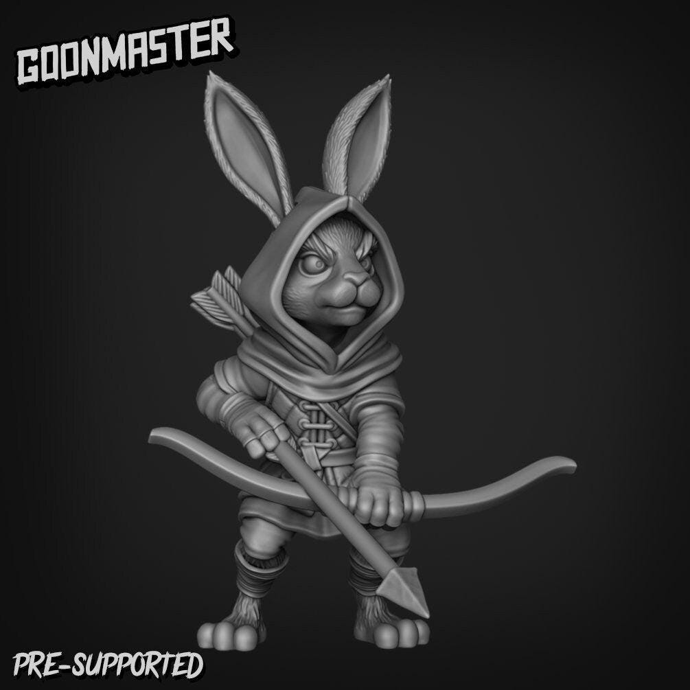 Rabbit Archers - Goonmaster | Bunny Brigade Miniature | Wargaming | Roleplaying Games | 32mm | Rogue | Archer | Ranger