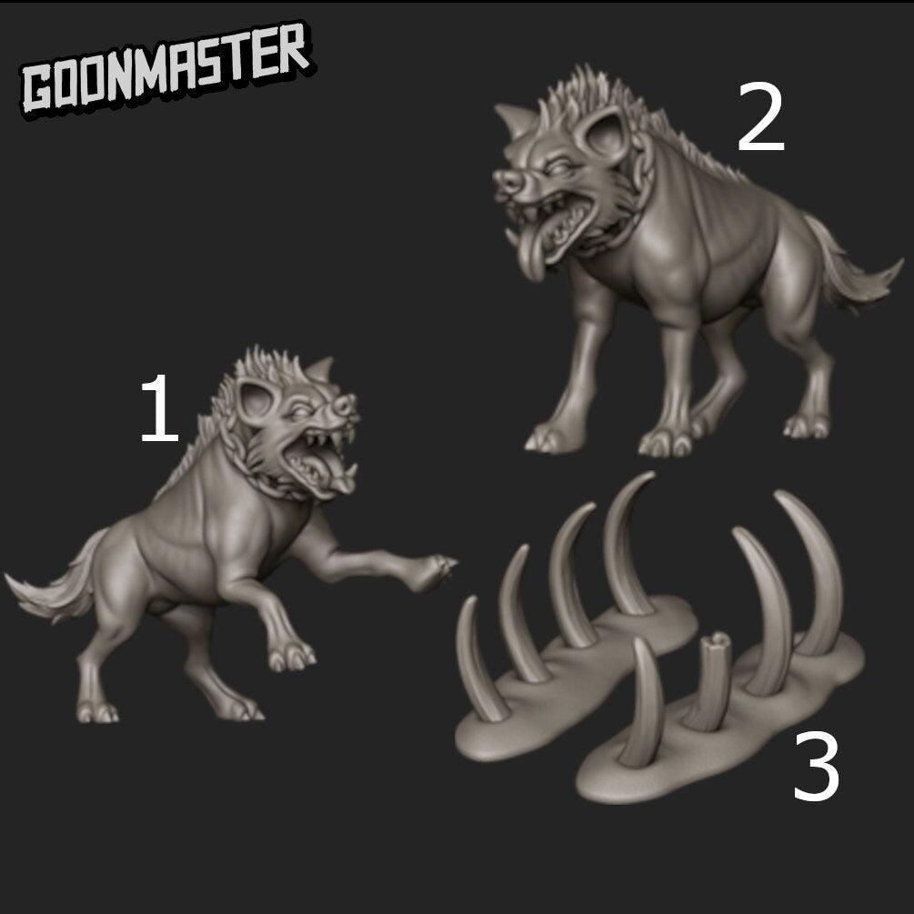War Dogs - Goonmaster | Savage Gnolls | Miniature | Wargaming | Roleplaying Games | 32m | Hyena | Attack Dog