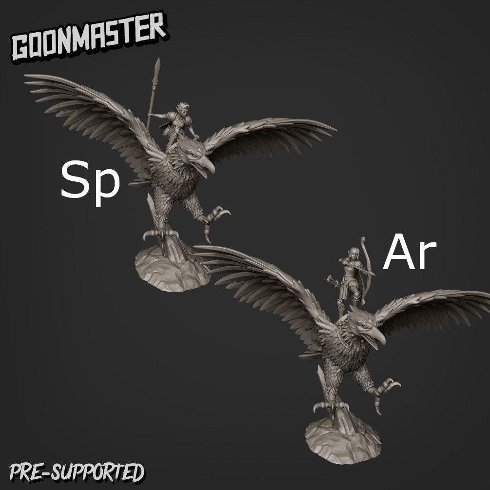 Giant Eagle Rider - Goonmaster | Sky Elves | Miniature | Wargaming | Roleplaying Games | 32mm | Elf | Mount