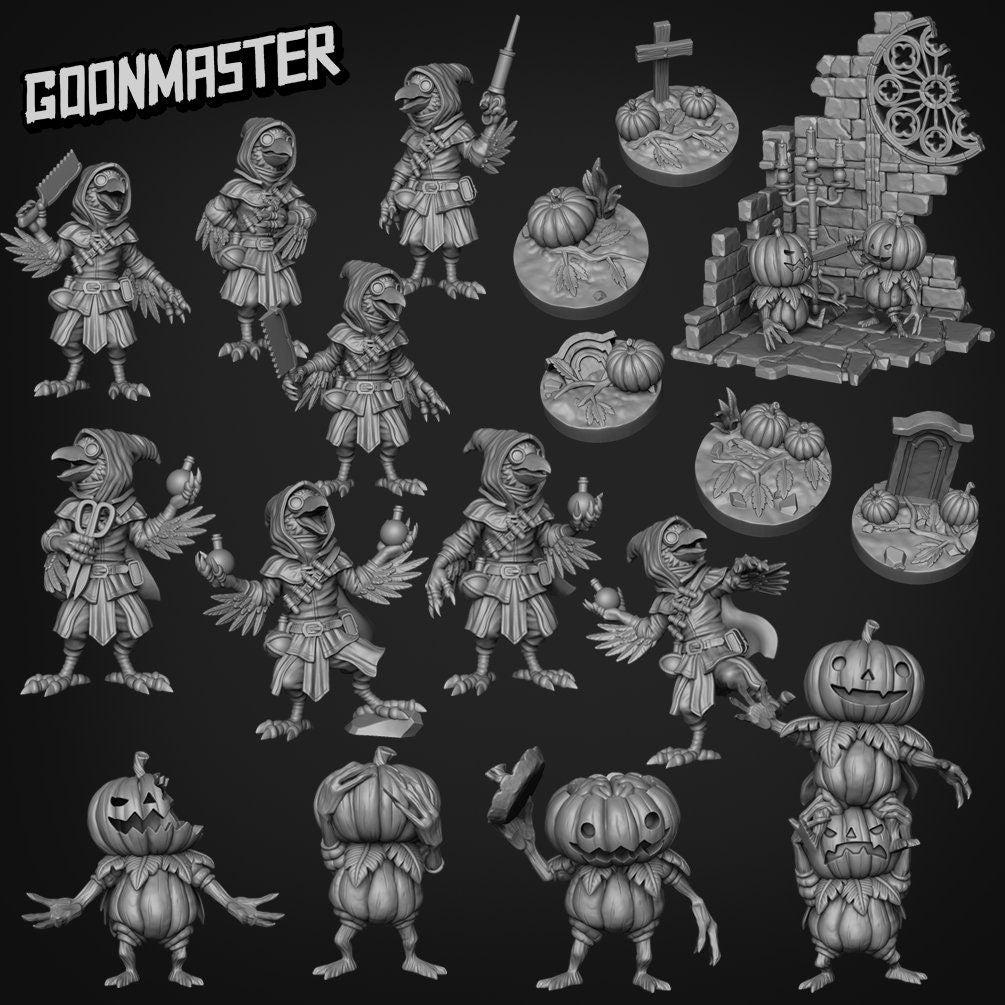 Lumpkin, Pumpkin Folk Diorama - Goonmaster | Miniature | Spooky Town | Wargaming | Roleplaying Games | 32mm | Jack-o-lantern | Chapel