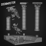 Cat Fight Diorama- Goonmaster | Legendary Lions Miniature | Wargaming | Roleplaying Games | 32mm | Gladiator | Fighter | Lion | Meerkat