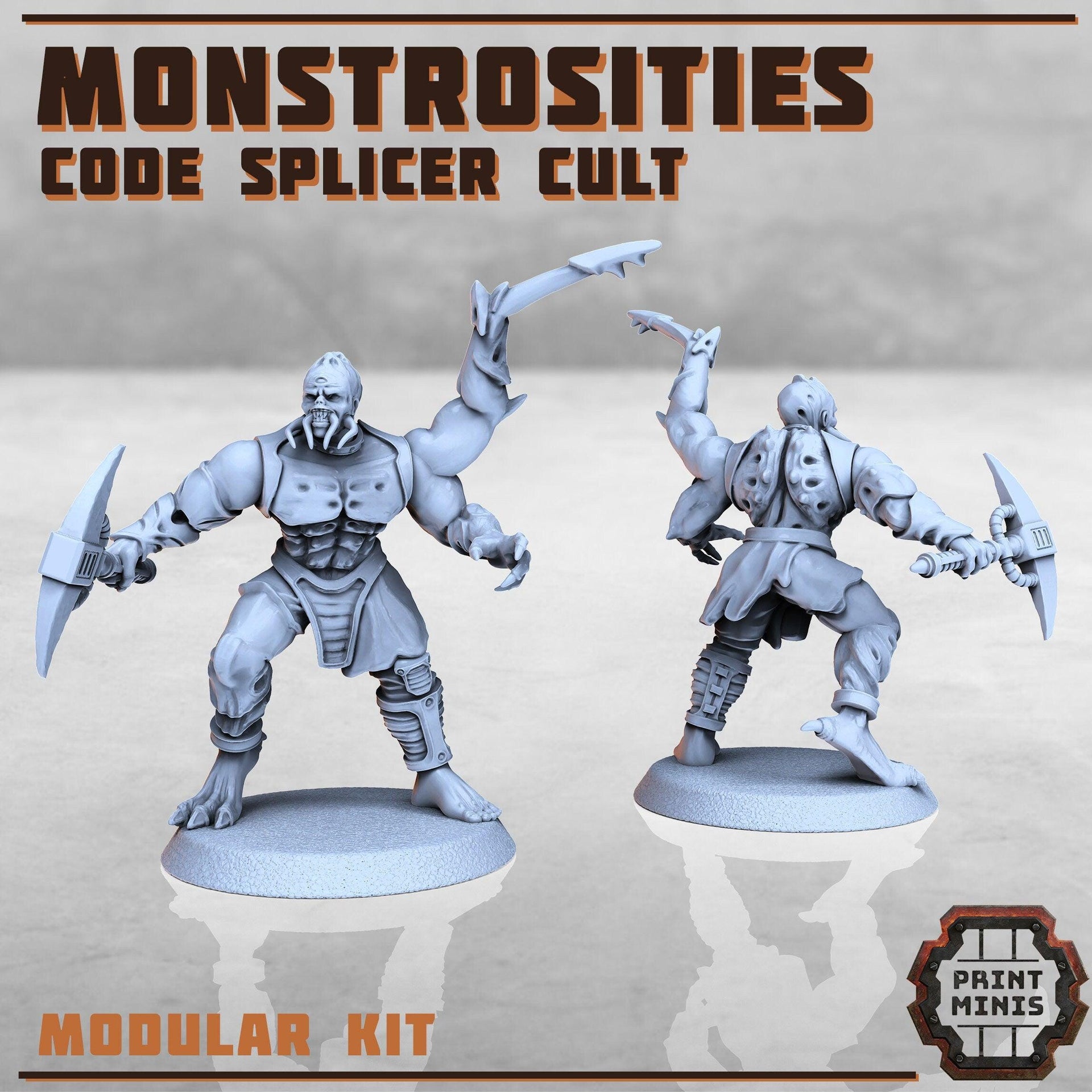 Code Splicer Monstrosities - Print Minis | Sci Fi | Light Infantry | 28mm Heroic | Wasteland | Apocalypse | Cultist | Alien Hybrid | Brute