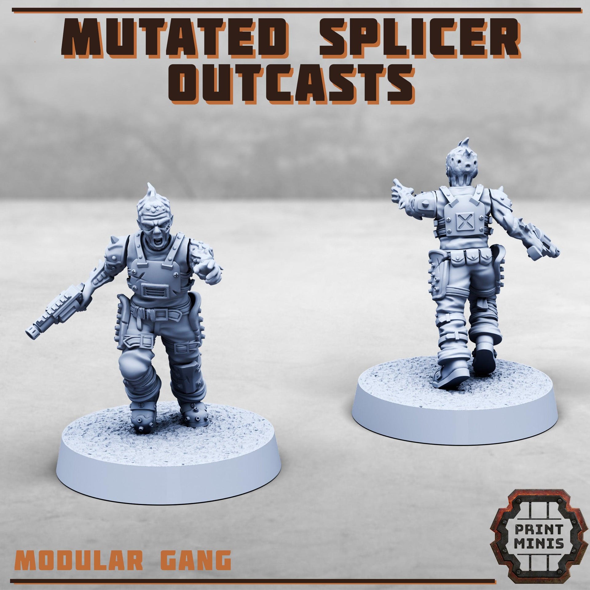 Mutated Splicer Outcasts, Modular Code Splicer Gang Members - Print Minis | 28mm and 32mm | Wargaming | DnD | Tabletop Roleplaying
