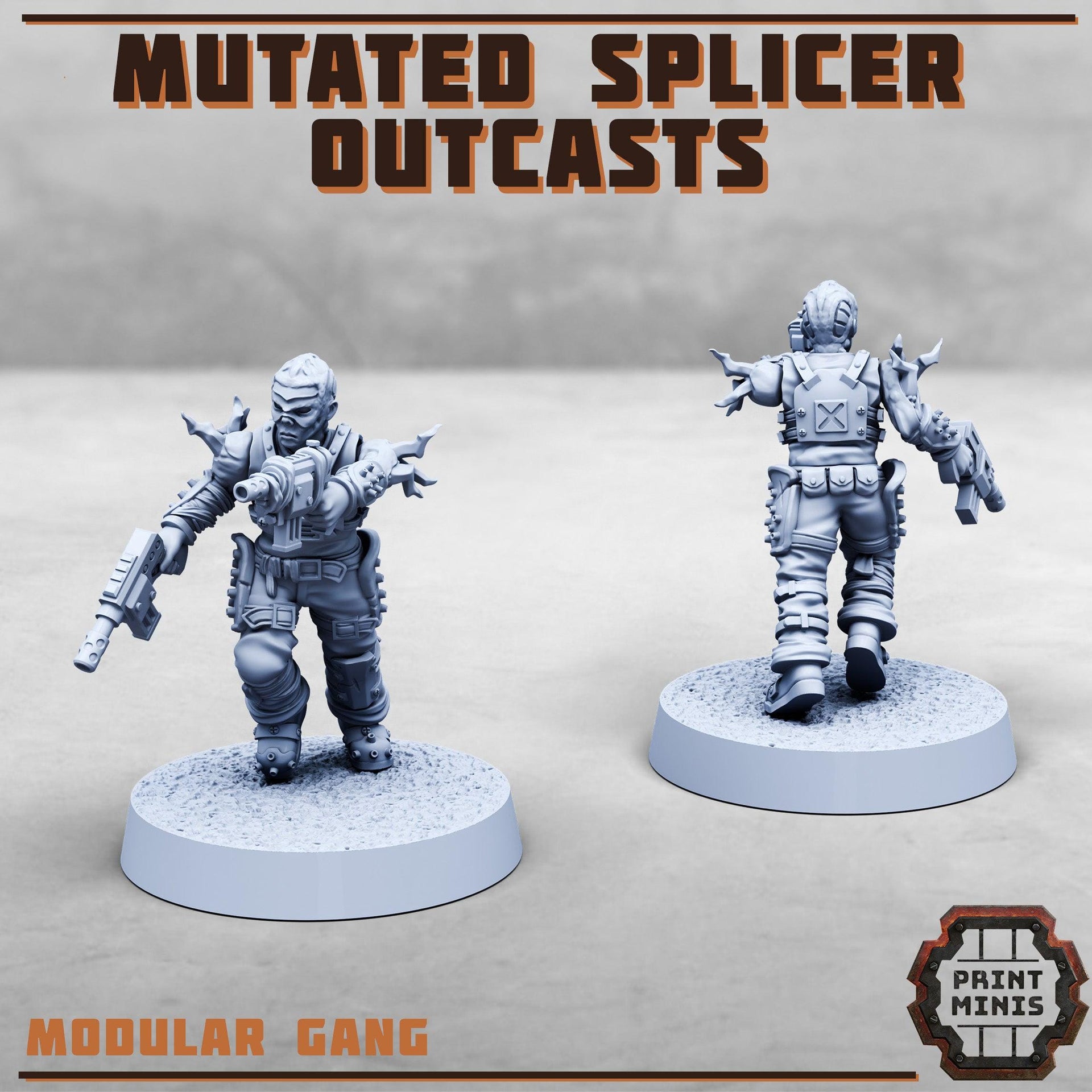 Mutated Splicer Outcasts, Modular Code Splicer Gang Members - Print Minis | 28mm and 32mm | Wargaming | DnD | Tabletop Roleplaying