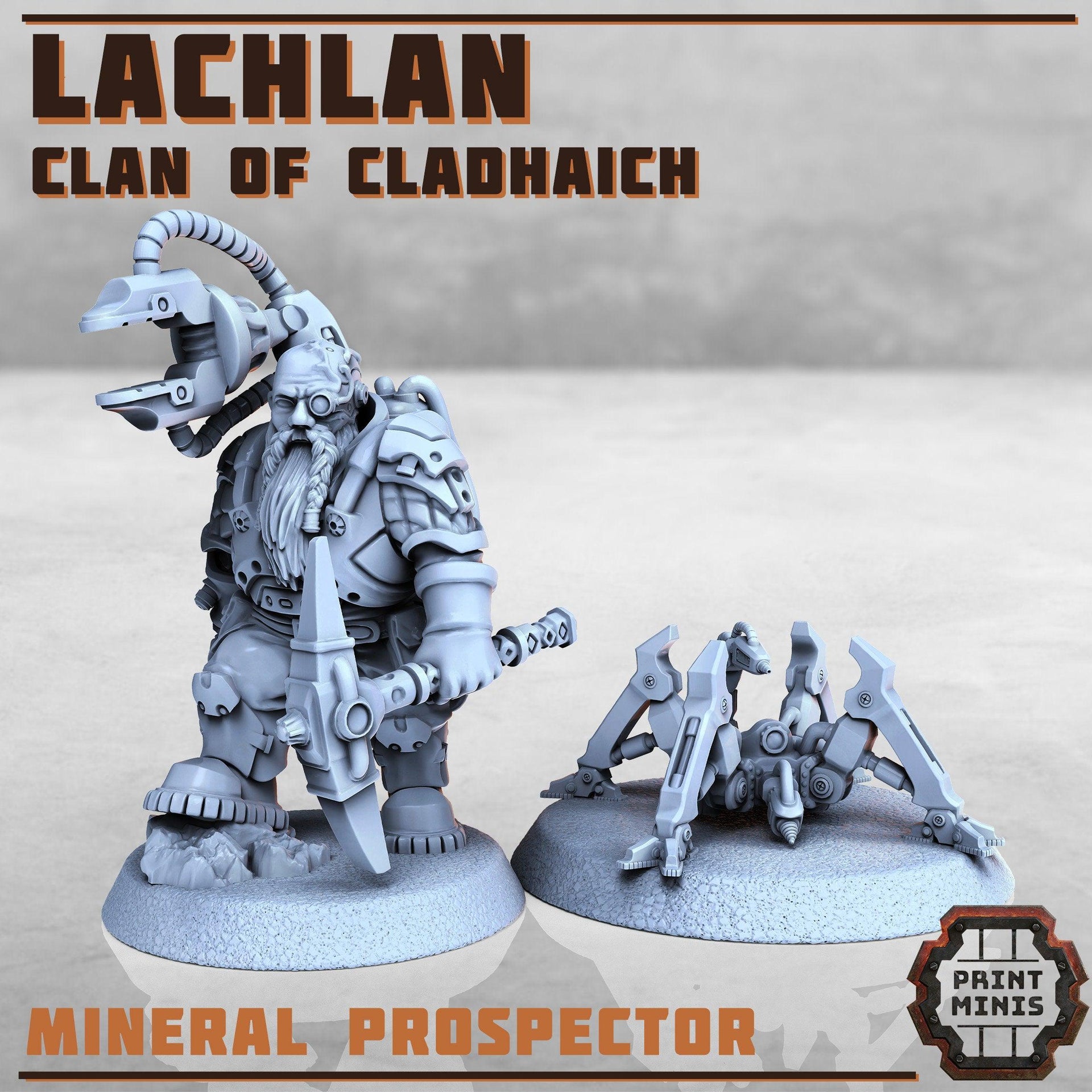 Lachlan, Clashaich Prospector - Print Minis | Sci Fi | Light Infantry | Space Dwarf | 28mm Heroic | Engineer \\ Miner