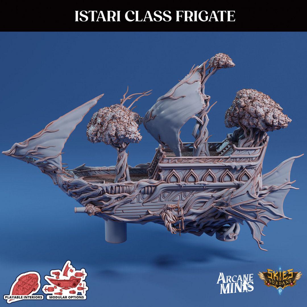 Istari Frigate - Arcane Minis | 32mm | Destroyer | Sails | Pirate Ship | Elf | Tree | Forest