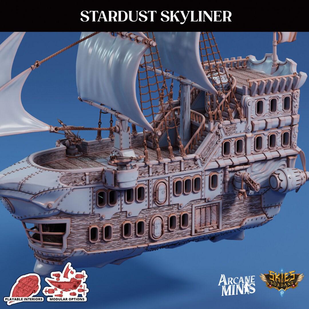 Stardust Skyliner Airship - Arcane Minis | 32mm | Destroyer | Sails | Pirate Ship
