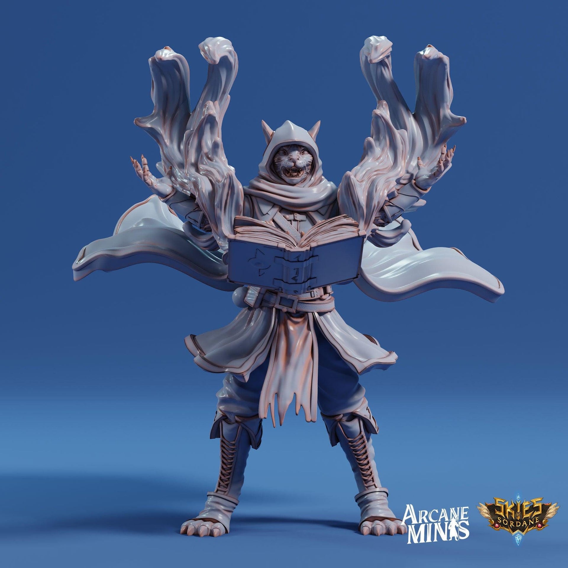 Kizaru Sorcerer- Arcane Minis | The Tangled Hunt | 32mm | Catfolk | Wizard | Spell Effect