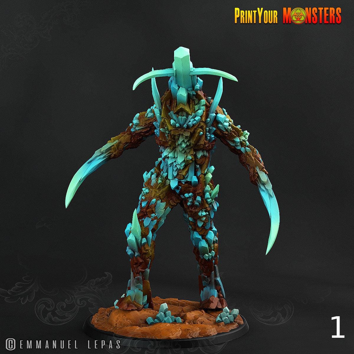 Giant Saphire Guardian, Print Your Monsters | 32mm | Elemental | Crystal | Gem | Golem