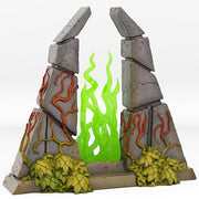 Temple Portal With Its Green Fire Effect - Print Your Monsters, Fantastic Portals | 32mm | Alien | Ancient | Scifi