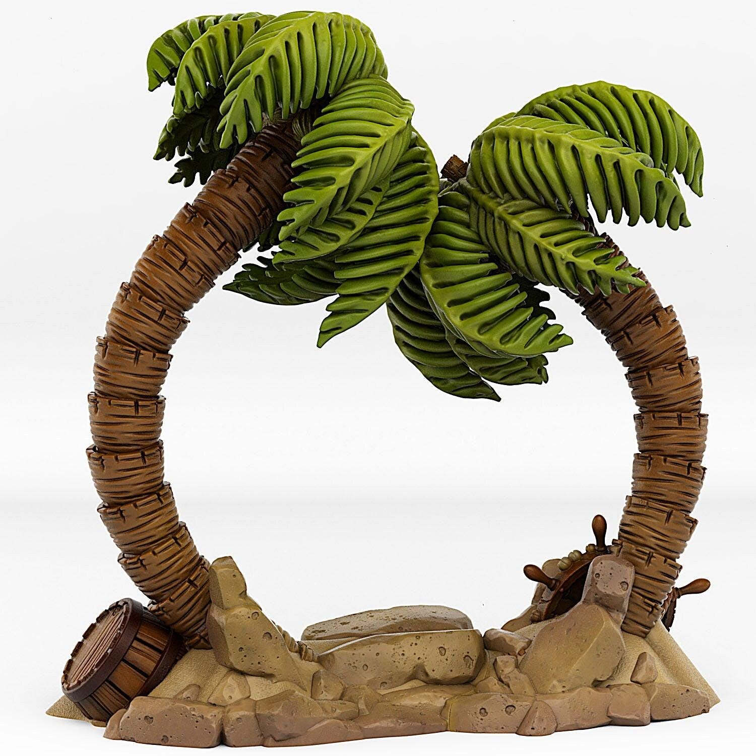 Pirate Island Portal With Its Pirate Skull Effect - Print Your Monsters, Fantastic Portals | 32mm | Desert | Palm Tree