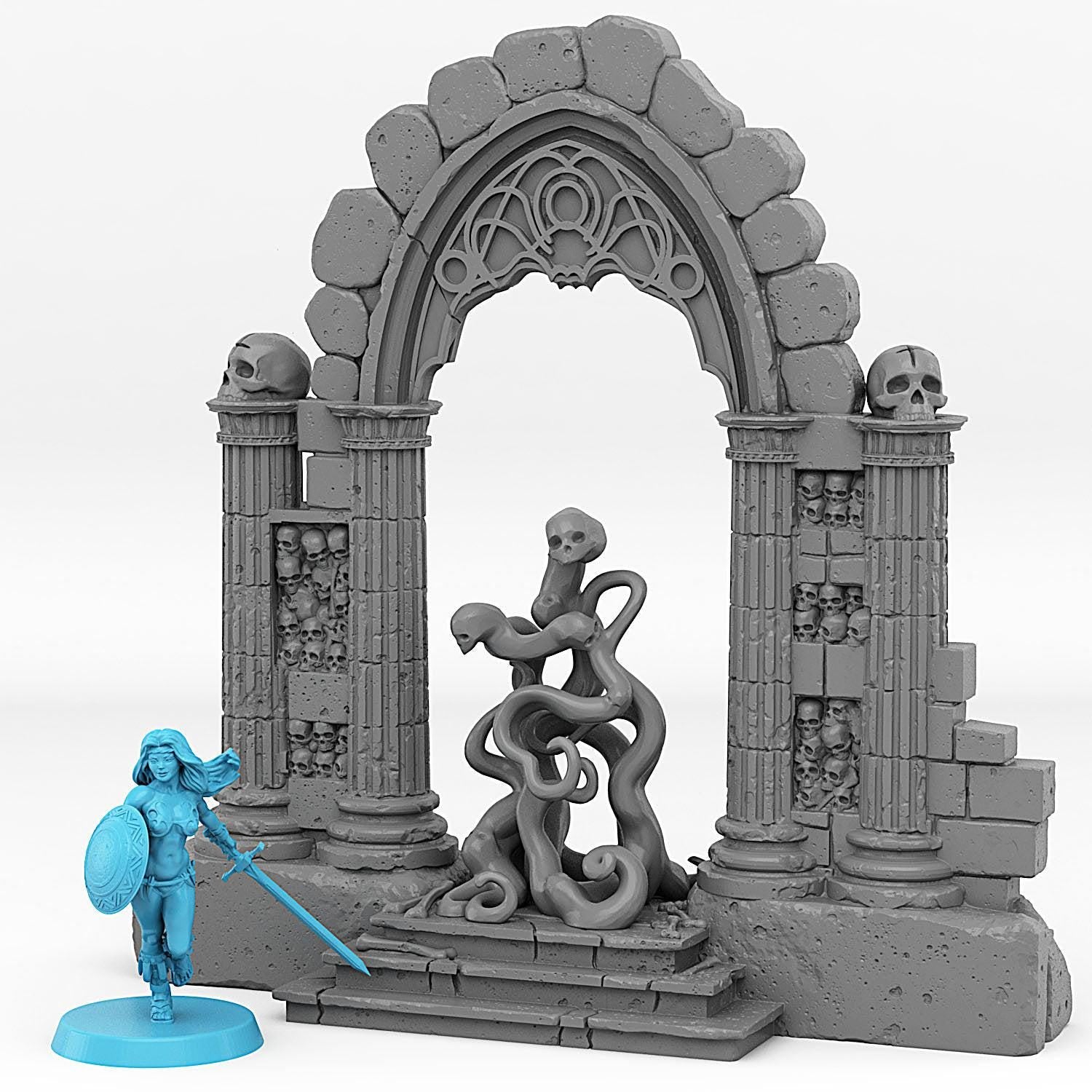 Catacomb Portal With Its Ghost Skulls Effect - Print Your Monsters, Fantastic Portals | 32mm | Crypt | Tomb | Ossuary