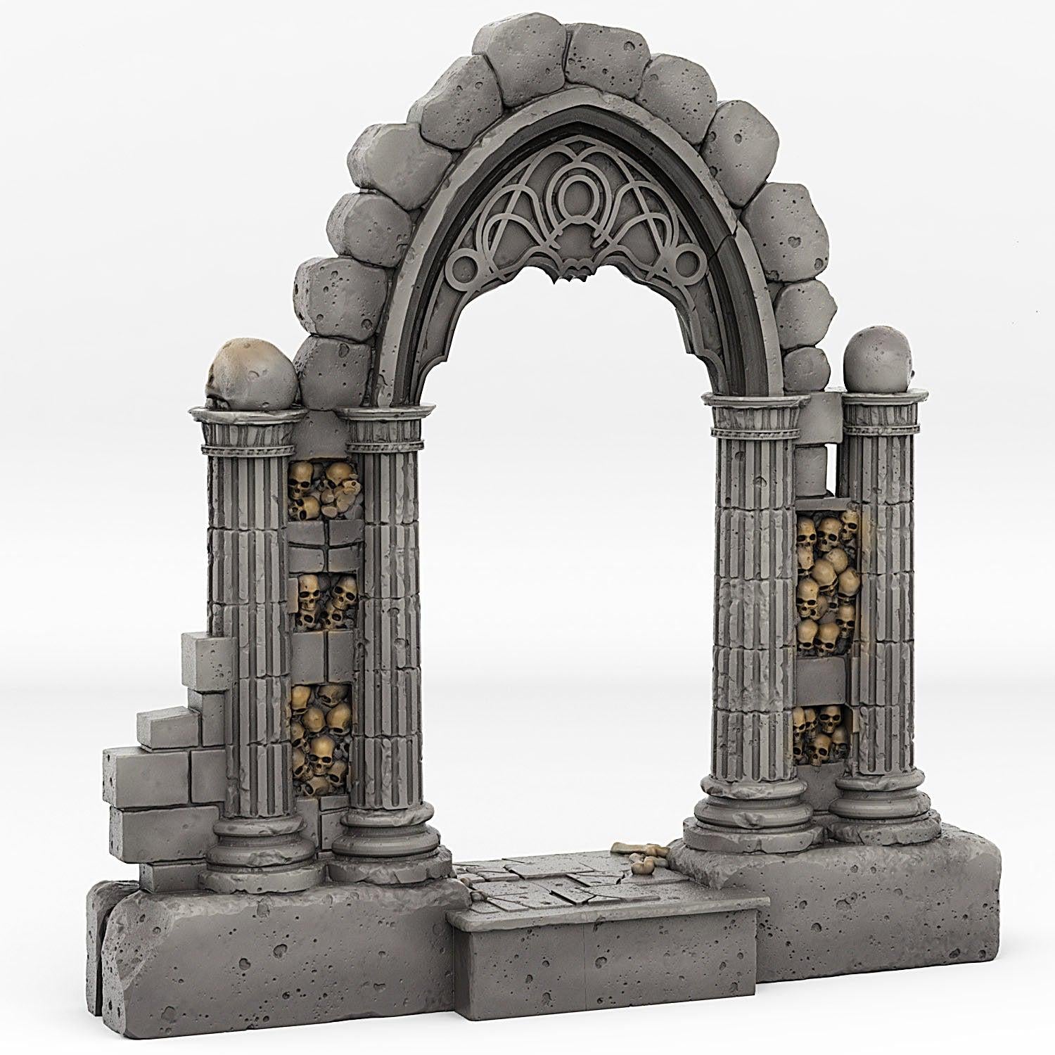 Catacomb Portal With Its Ghost Skulls Effect - Print Your Monsters, Fantastic Portals | 32mm | Crypt | Tomb | Ossuary