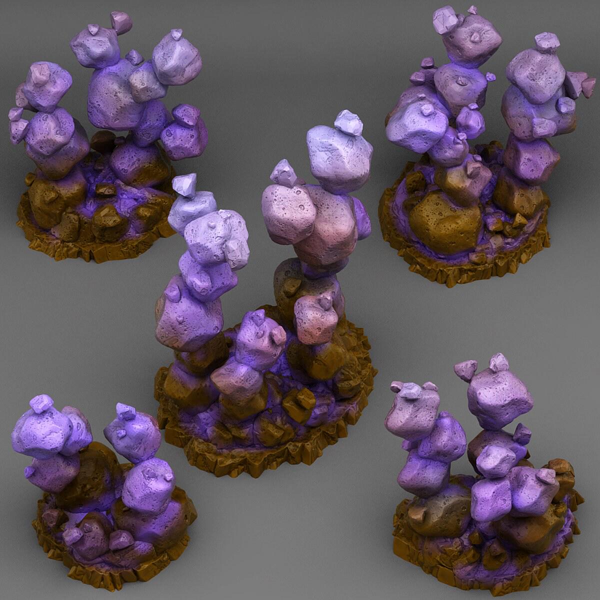 Zero Gravity Stones Scatter Terrain - Fantastic Plants and Rocks | Print Your Monsters | DnD | Wargaming | Gem | Magic