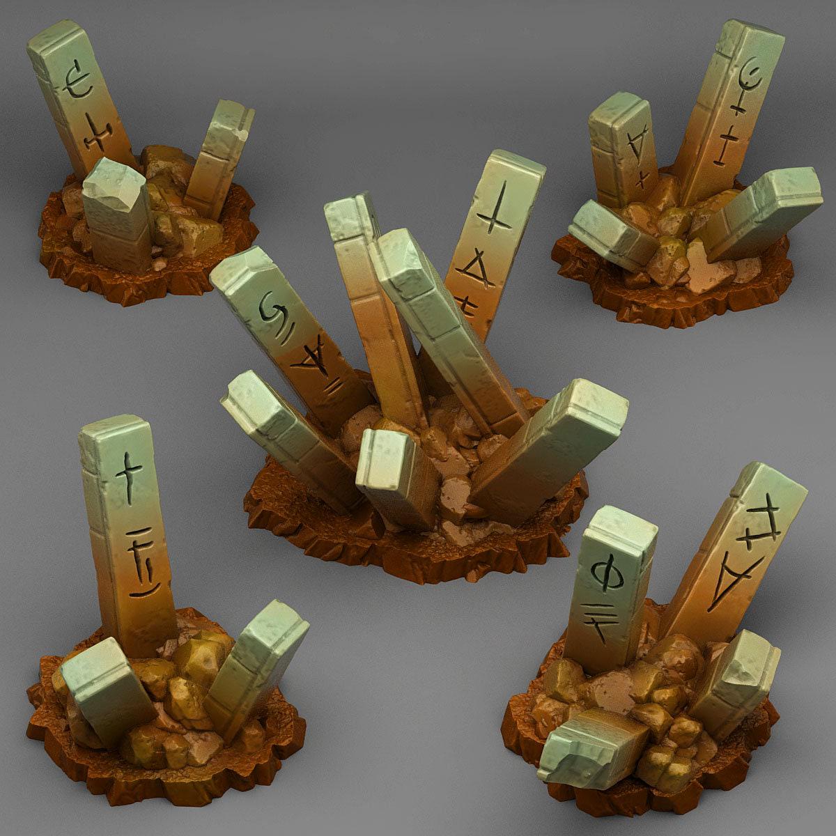 Ancient Secret Stones Scatter Terrain - Fantastic Plants and Rocks | Print Your Monsters | DnD | Wargaming | Runes