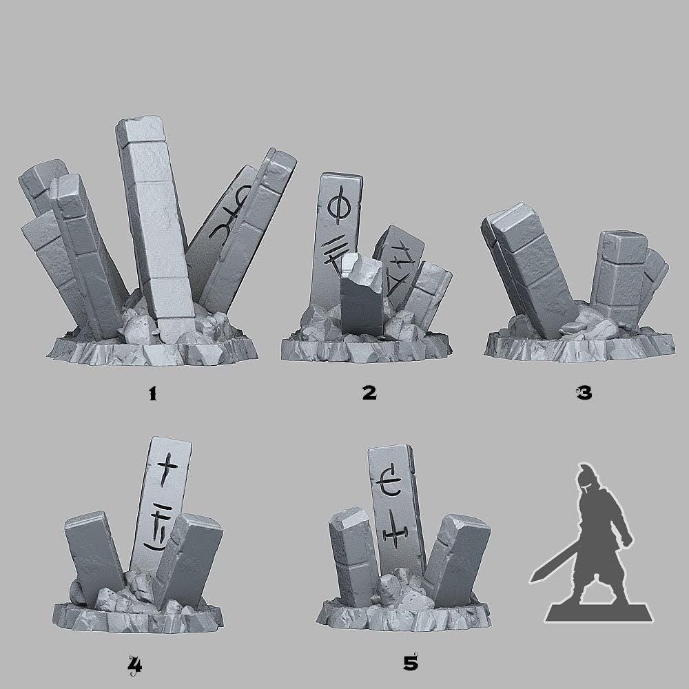 Ancient Secret Stones Scatter Terrain - Fantastic Plants and Rocks | Print Your Monsters | DnD | Wargaming | Runes