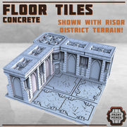 Concrete Floor Tiles - Print Minis | Sci Fi | Light Infantry | 28mm Heroic | Apocalypse | Spaceship | Walkway | Factory