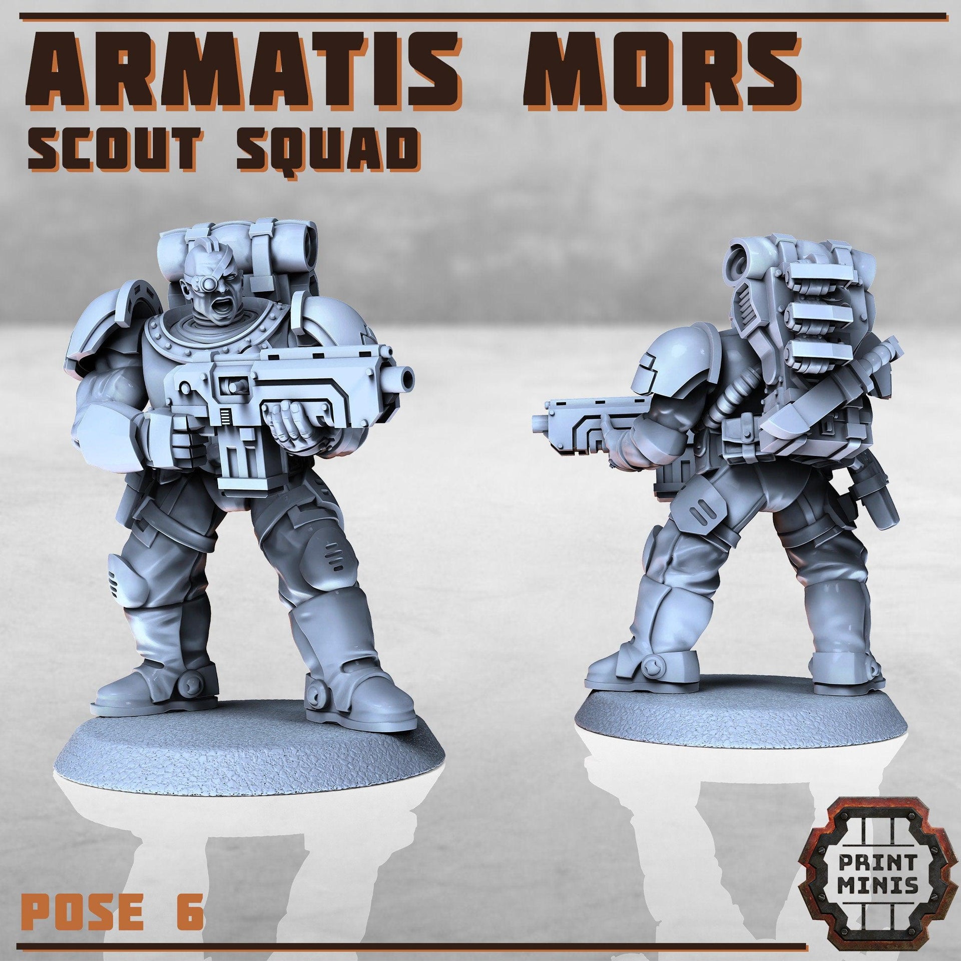 Armartis Mors, Scout Squad - Print Minis | Sci Fi | Heavy Infantry | 28mm Heroic | Soldier | Battle Brothers | Marine