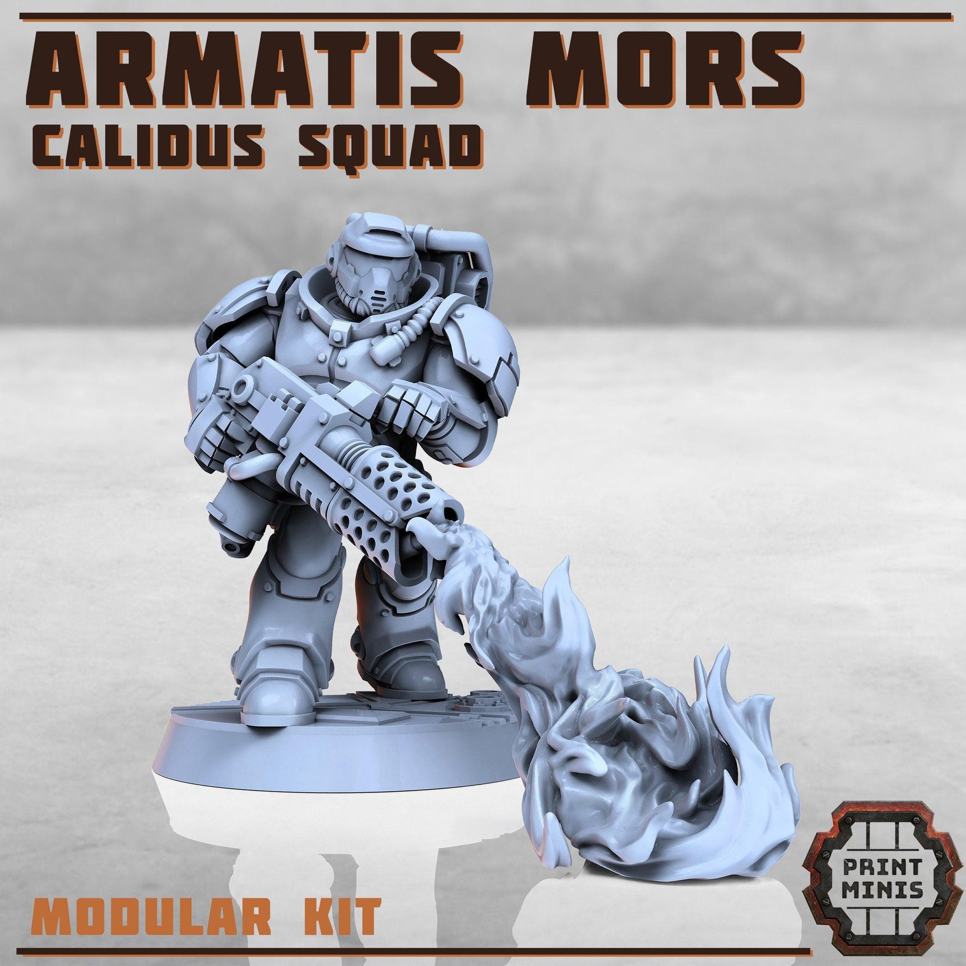 Armartis Mors, Calidus Squad - Print Minis | Sci Fi | Heavy Infantry | 28mm Heroic | Soldier | Battle Brothers | Marine | Flamethrower