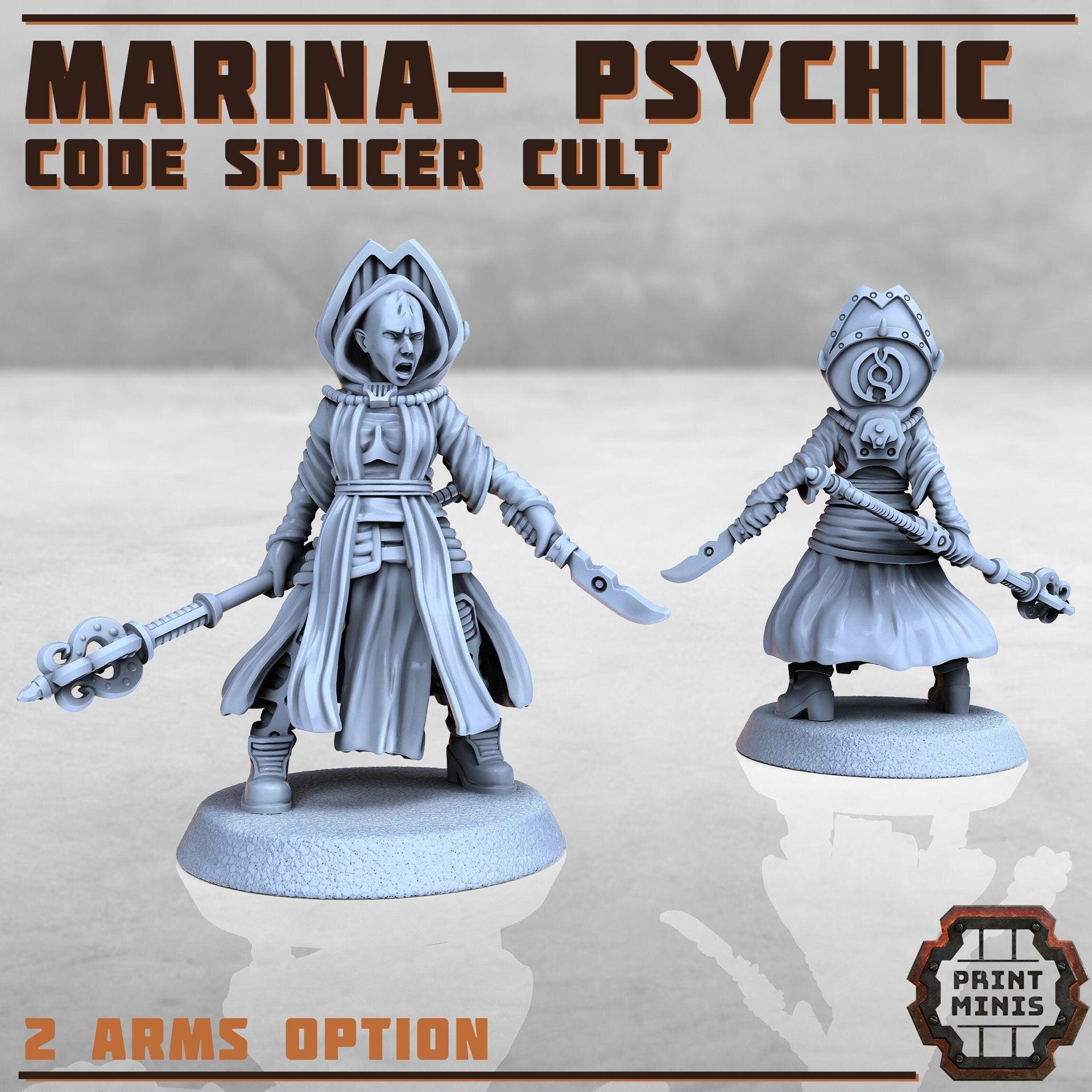 Marina, Code Splicer Cult Psychic - Print Minis | Sci Fi | Light Infantry | 28mm Heroic | Wasteland | Apocalypse | Cultist | Alien Hybrid