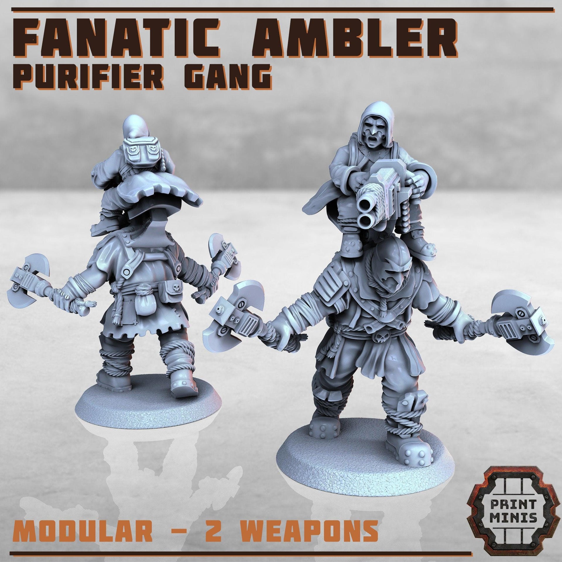 Fanatic Ampler, Purifier Gang - Print Minis | Sci Fi | Light Infantry | 28mm Heroic | Wastland | Apocalypse | Imperial | Cultist