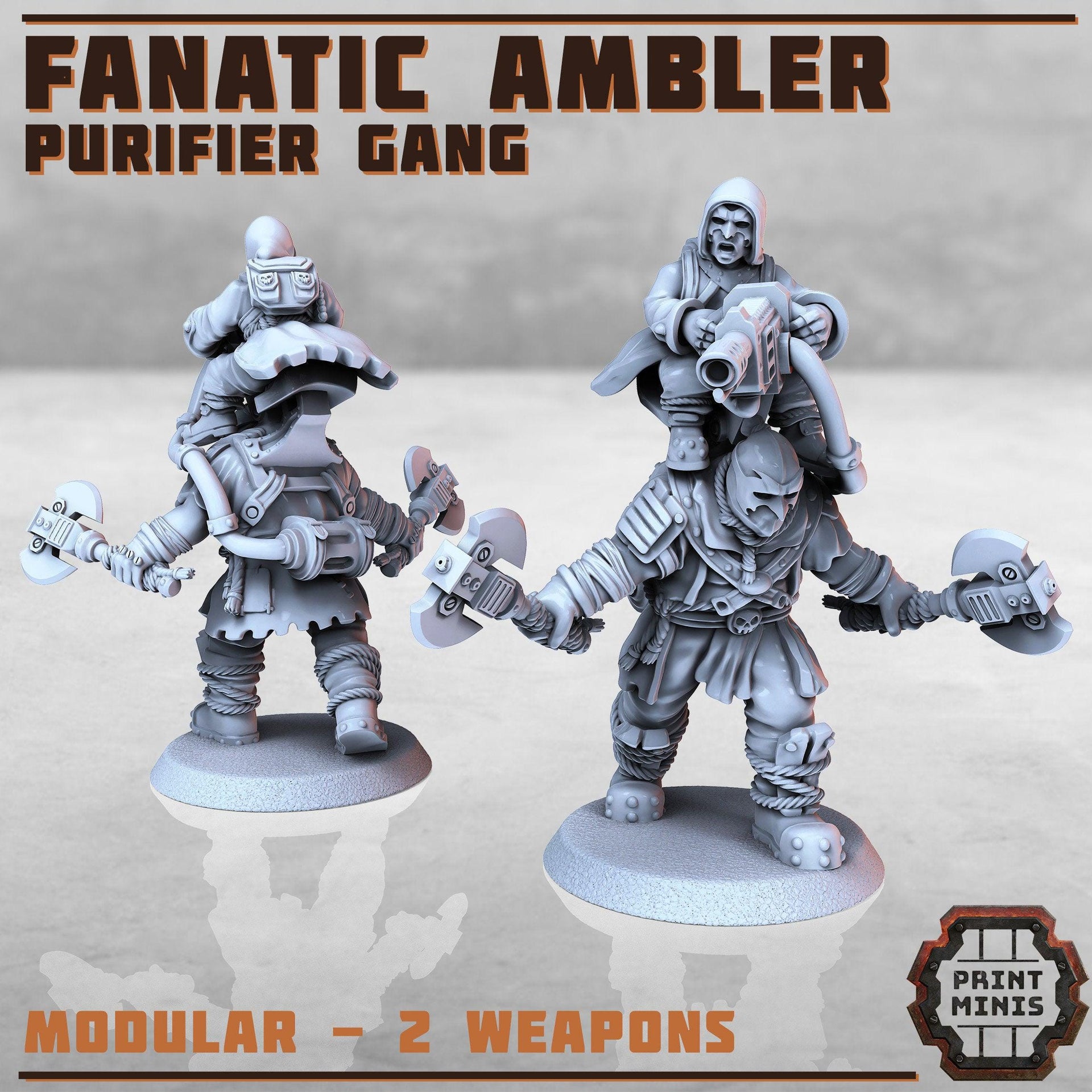 Fanatic Ampler, Purifier Gang - Print Minis | Sci Fi | Light Infantry | 28mm Heroic | Wastland | Apocalypse | Imperial | Cultist