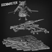 Racoon Diorama - Goonmaster | Rogueish Racoons Miniature | Wargaming | Roleplaying Games | 32mm | Fighter | Bandit | Weapon Pile