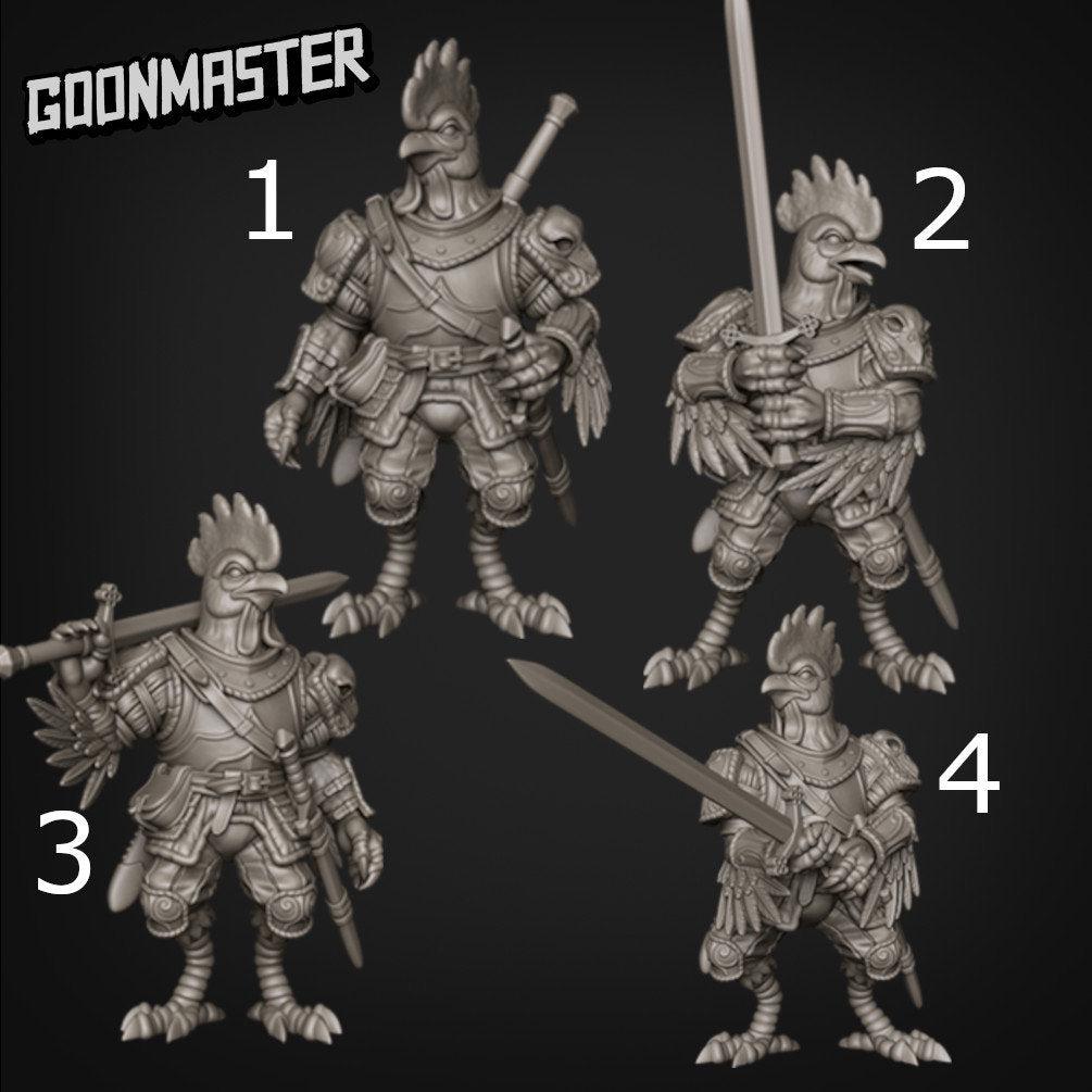 Chicken Knight - Goonmaster | Miniature | Wargaming | Roleplaying Games | 32mm | Rooster | Man at Arms | Sword