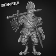 Chicken Knight - Goonmaster | Miniature | Wargaming | Roleplaying Games | 32mm | Rooster | Man at Arms | Sword