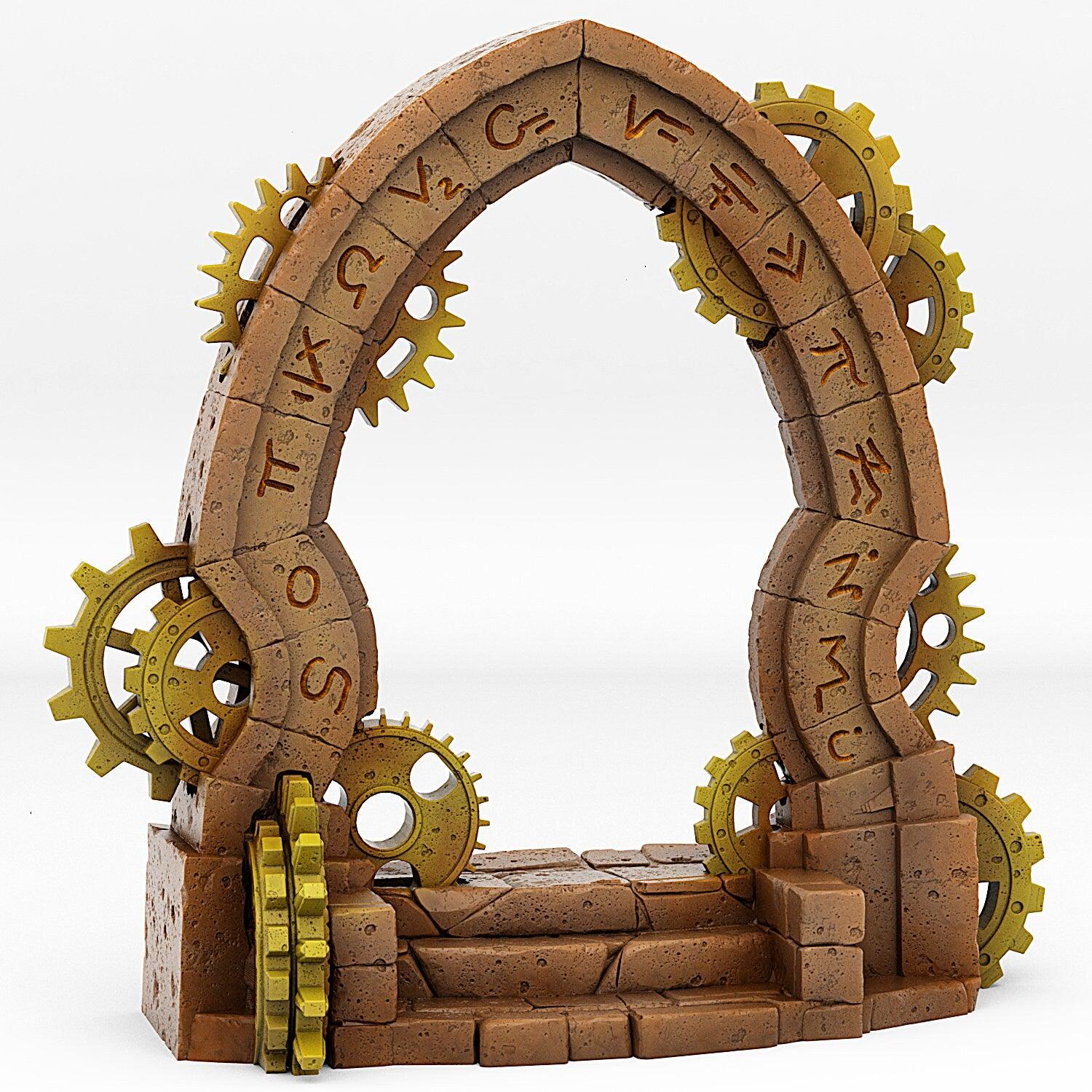 Clockwork Portal With Temporal Vortex Effect - Print Your Monsters, Fantastic Portals | 32mm | Steampunk | Teleporter