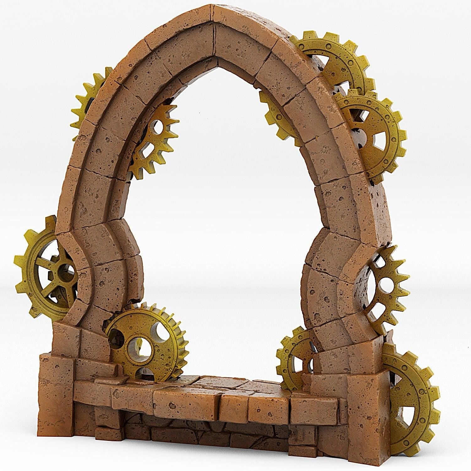 Clockwork Portal With Temporal Vortex Effect - Print Your Monsters, Fantastic Portals | 32mm | Steampunk | Teleporter